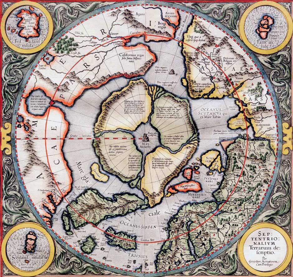 Карта Гипербореи Герарда Меркатора 1595 г