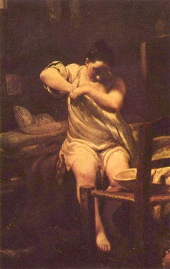 Джузеппе Мариа Креспи, ~1709 г. Женщина, ищущая блох. Эрмитаж
