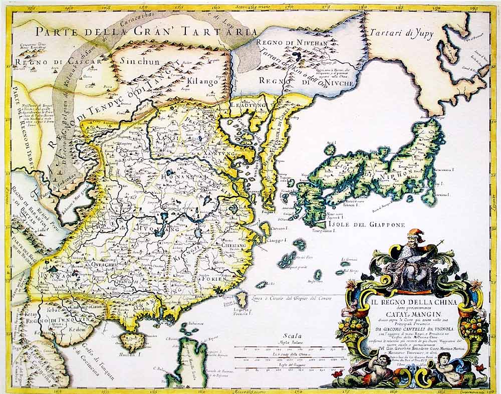 Карта Китая 1682 года Джакомо Кантелли и Джованни Джакомо ди Росси